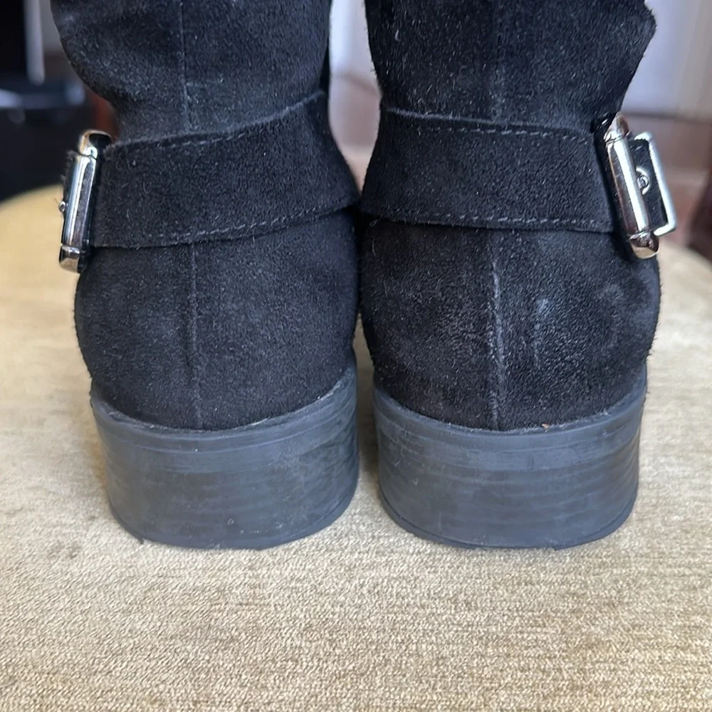 Danielle Italian Suede Over the Knee Flat Riding Boots Black, Size EU40  US 9.5